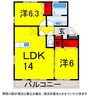 総武本線/四街道駅 徒歩17分 2階 築16年 2LDKの間取り