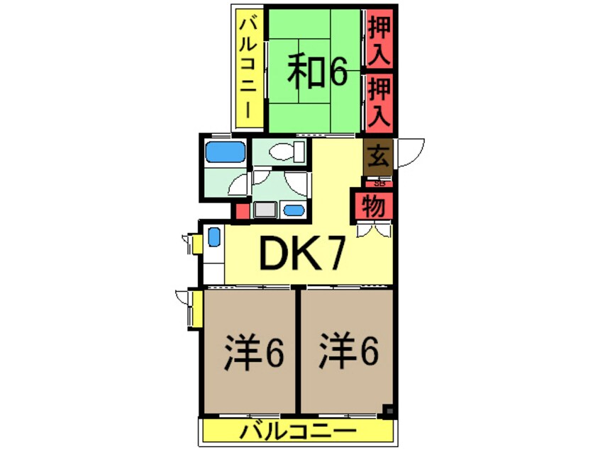 間取図 総武本線/四街道駅 徒歩3分 2階 築34年