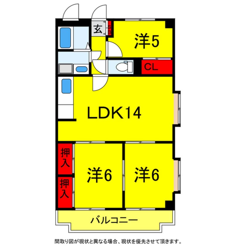 間取図 総武本線/四街道駅 徒歩14分 3階 築28年