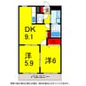 総武本線/物井駅 徒歩12分 1階 築22年 2DKの間取り
