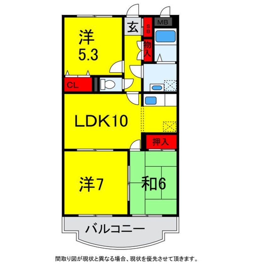 間取図 千葉都市モノレール２号線/スポーツセンター駅 徒歩32分 3階 築23年