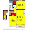 総武本線/都賀駅 徒歩18分 2階 築15年 2LDKの間取り