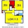 総武本線/物井駅 徒歩15分 2階 築21年 2LDKの間取り
