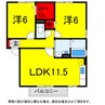 総武本線/物井駅 徒歩15分 2階 築21年 2LDKの間取り