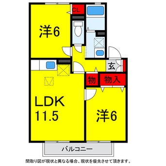 間取図 総武本線/四街道駅 バス5分六方新田下車:停歩7分 2階 築21年