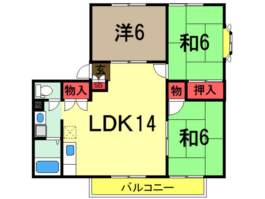 間取図 総武本線/四街道駅 徒歩15分 2階 築34年