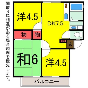 間取図 総武本線/四街道駅 徒歩27分 2階 築36年