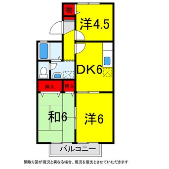 間取図 総武本線/四街道駅 バス10分技能センター入口下車:停歩3分 2階 築29年