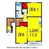 総武本線/四街道駅 徒歩12分 2階 築13年 2LDKの間取り