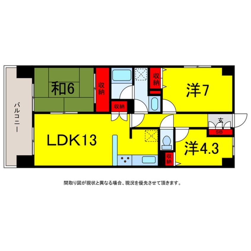 間取図 総武本線/四街道駅 徒歩7分 6階 築29年
