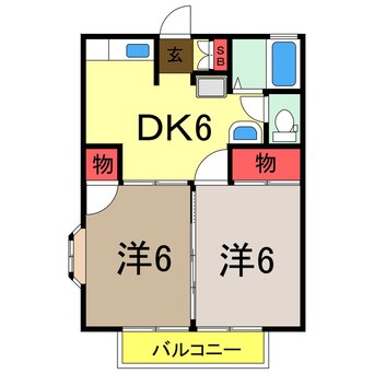 間取図 総武本線/四街道駅 徒歩22分 2階 築35年