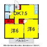 総武本線/四街道駅 徒歩2分 2階 築37年 2DKの間取り