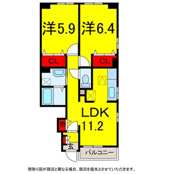 間取図 総武本線/四街道駅 徒歩44分 1階 築12年