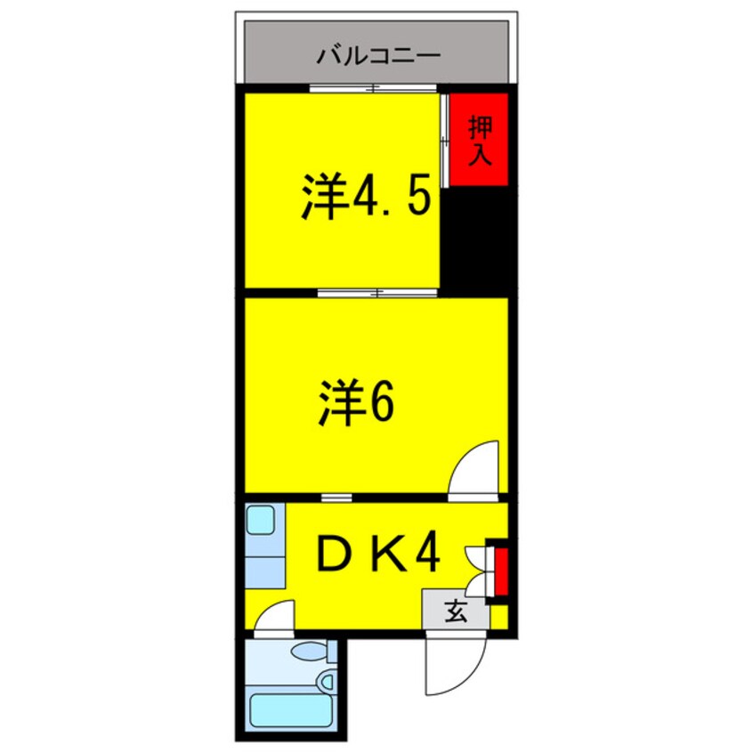 間取図 総武本線/四街道駅 徒歩4分 3階 築35年