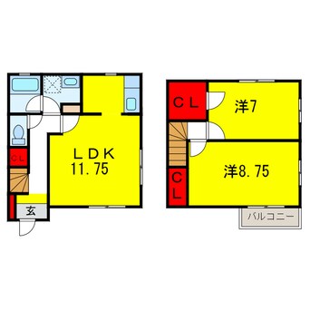 間取図 総武本線/四街道駅 徒歩20分 1-2階 築20年