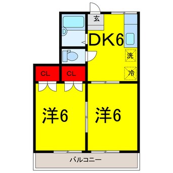 間取図 総武本線/物井駅 徒歩24分 2階 築35年