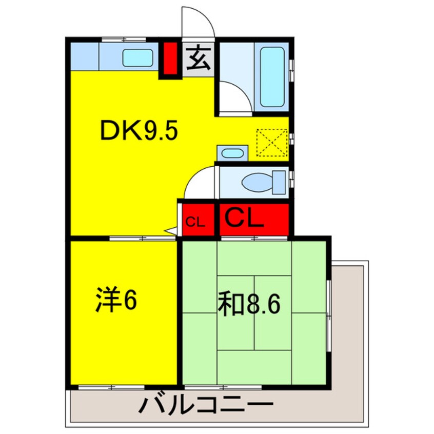 間取図 総武本線/都賀駅 徒歩9分 4階 築35年