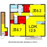 総武本線/物井駅 徒歩5分 2階 築7年 2LDKの間取り