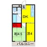 山万ユーカリが丘線/公園駅 徒歩3分 3階 築36年 2DKの間取り
