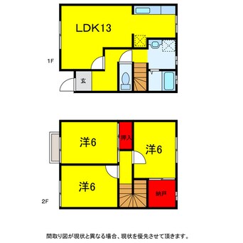 間取図 総武本線/四街道駅 車移動　10分3.4km 1-2階 築36年