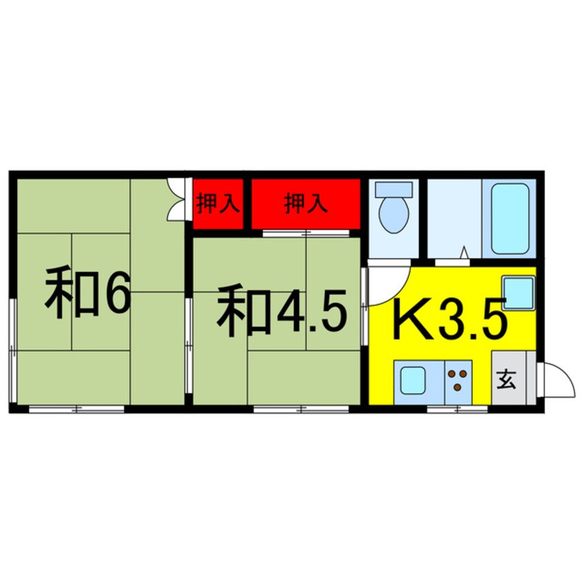 間取図 総武本線/四街道駅 徒歩16分 2階 築44年