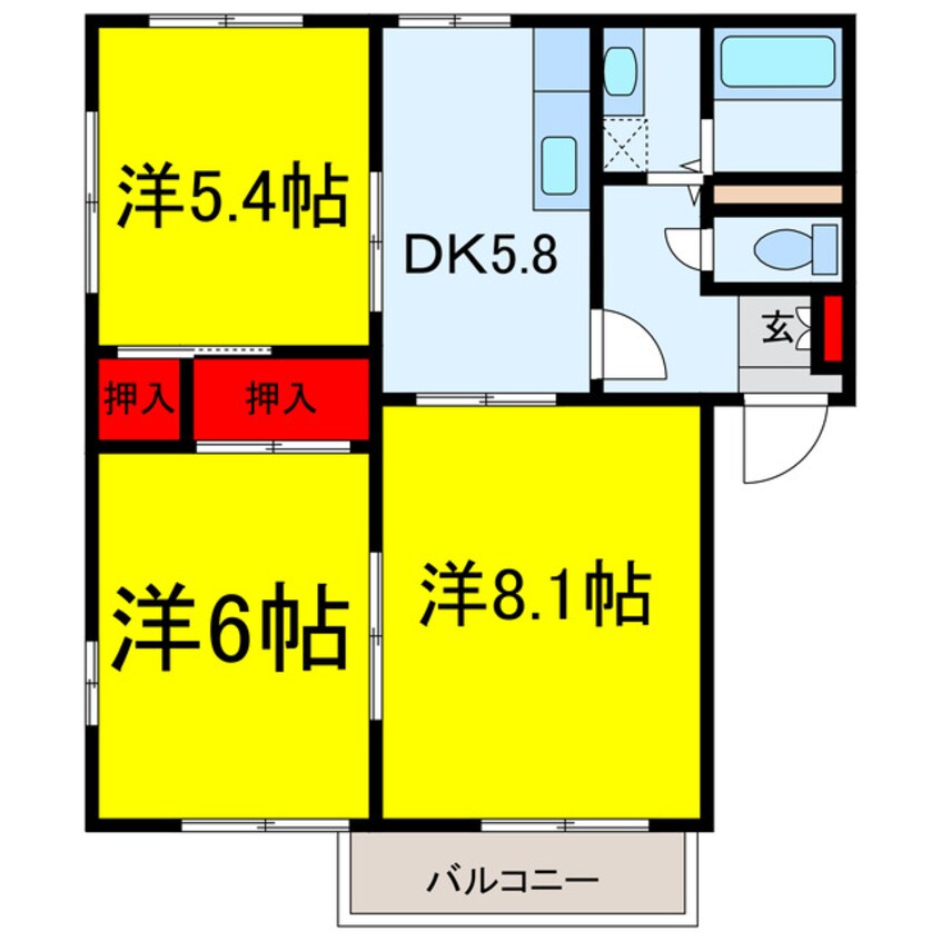 間取図 総武線/稲毛駅 バス17分宮の社中央下車:停歩5分 2階 築30年