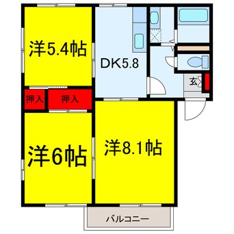 間取図 総武線/稲毛駅 バス17分宮の社中央下車:停歩5分 2階 築30年