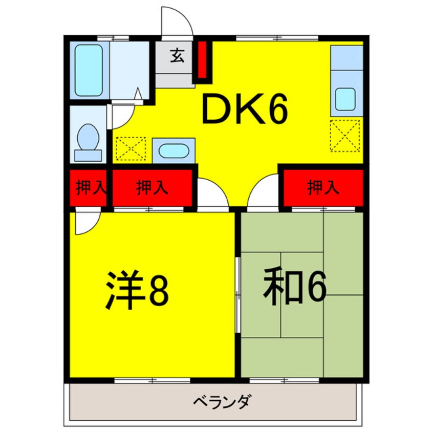 間取図 千葉都市モノレール２号線/スポーツセンター駅 徒歩26分 1階 築35年