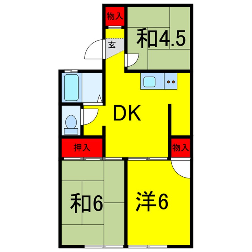 間取図 総武本線/都賀駅 徒歩9分 2階 築40年