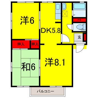 間取図 千葉都市モノレール２号線/スポーツセンター駅 徒歩26分 2階 築30年