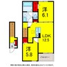 京成本線/京成臼井駅 徒歩30分 2階 築浅 2LDKの間取り
