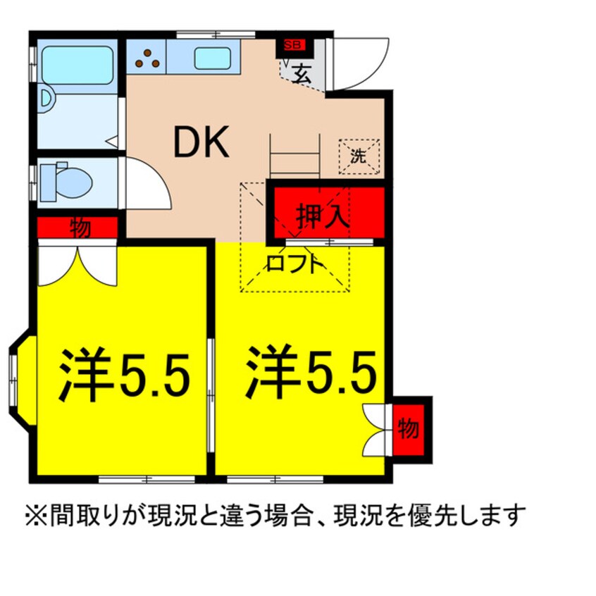 間取図 京成本線/志津駅 徒歩11分 2階 築35年