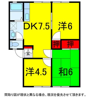 間取図 総武本線/佐倉駅 徒歩5分 1階 築39年