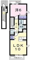 山陽本線（中国）/東岡山駅 徒歩19分 2階 築20年 1LDKの間取り