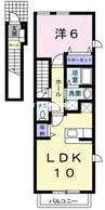 山陽本線（中国）/東岡山駅 徒歩19分 2階 築20年 1LDKの間取り