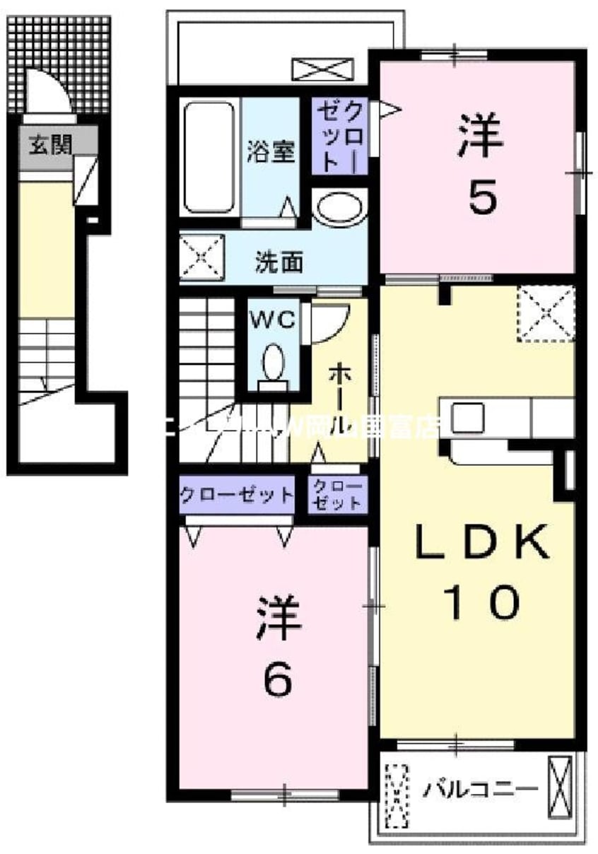 間取図 山陽本線（中国）/東岡山駅 徒歩18分 2階 築6年