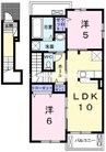山陽本線（中国）/東岡山駅 徒歩18分 2階 築6年 2LDKの間取り