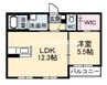 シャーメゾントランキルＡ棟 1LDKの間取り