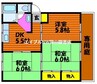 山陽本線（中国）/東岡山駅 徒歩3分 1階 築31年 3DKの間取り