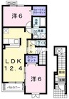 山陽本線（中国）/東岡山駅 徒歩18分 2階 築16年 2LDKの間取り