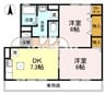 アルテール吉田 2DKの間取り