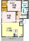 ソレイユ　Ａ棟 2LDKの間取り