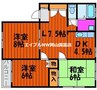 ララ松崎　D 3LDKの間取り