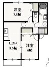 メゾンラフィネすずらん 2LDKの間取り