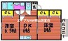 セシーズ兼基　B 2DKの間取り