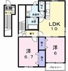 サンシティ東新田Ｂ 2LDKの間取り