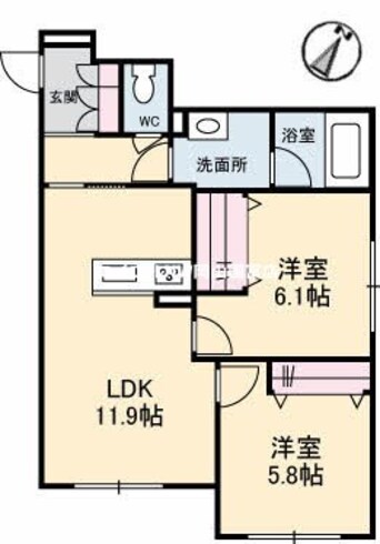 間取図 赤穂線（岡山県内）/大多羅駅 徒歩41分 2階 築3年