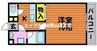 オーランド岩田 1Kの間取り