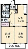 Gハイツ 2DKの間取り