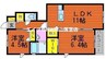 ライン・ドゥ・シエル西大寺中野 2LDKの間取り